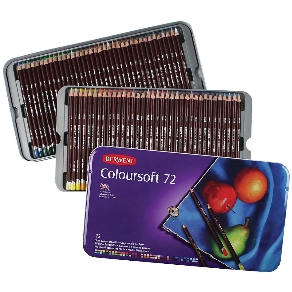Derwent Coloursoft Coloured Pencil Tin of 72 - Image 2