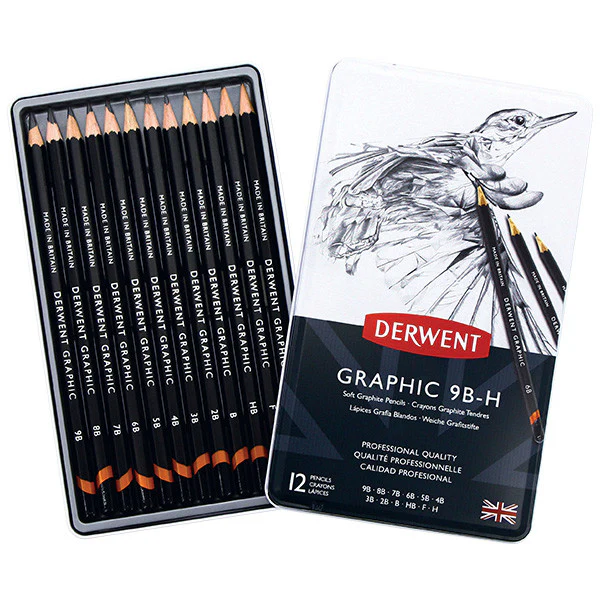 Derwent Graphic Graphite Pencil Tin of 12 Soft Grades - Image 2