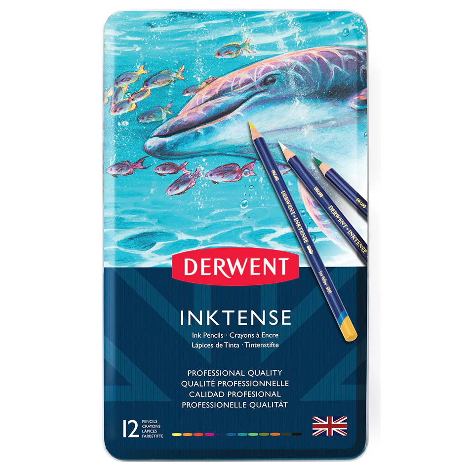 Derwent Inktense Coloured Pencils Tin of 12