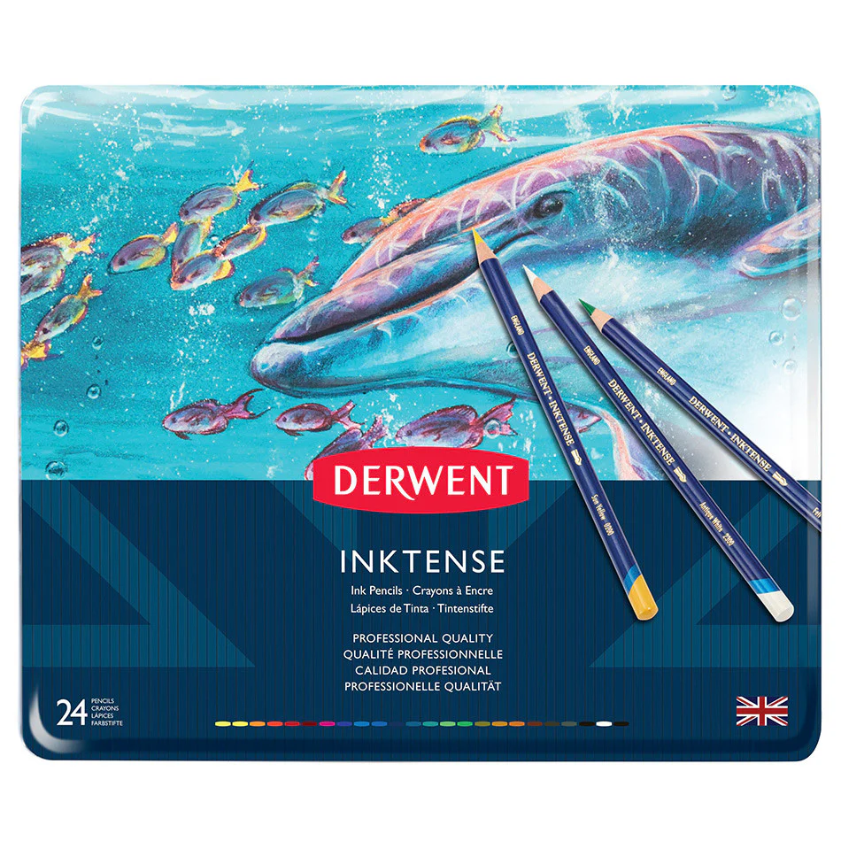 Derwent Inktense Coloured Pencils Tin of 24