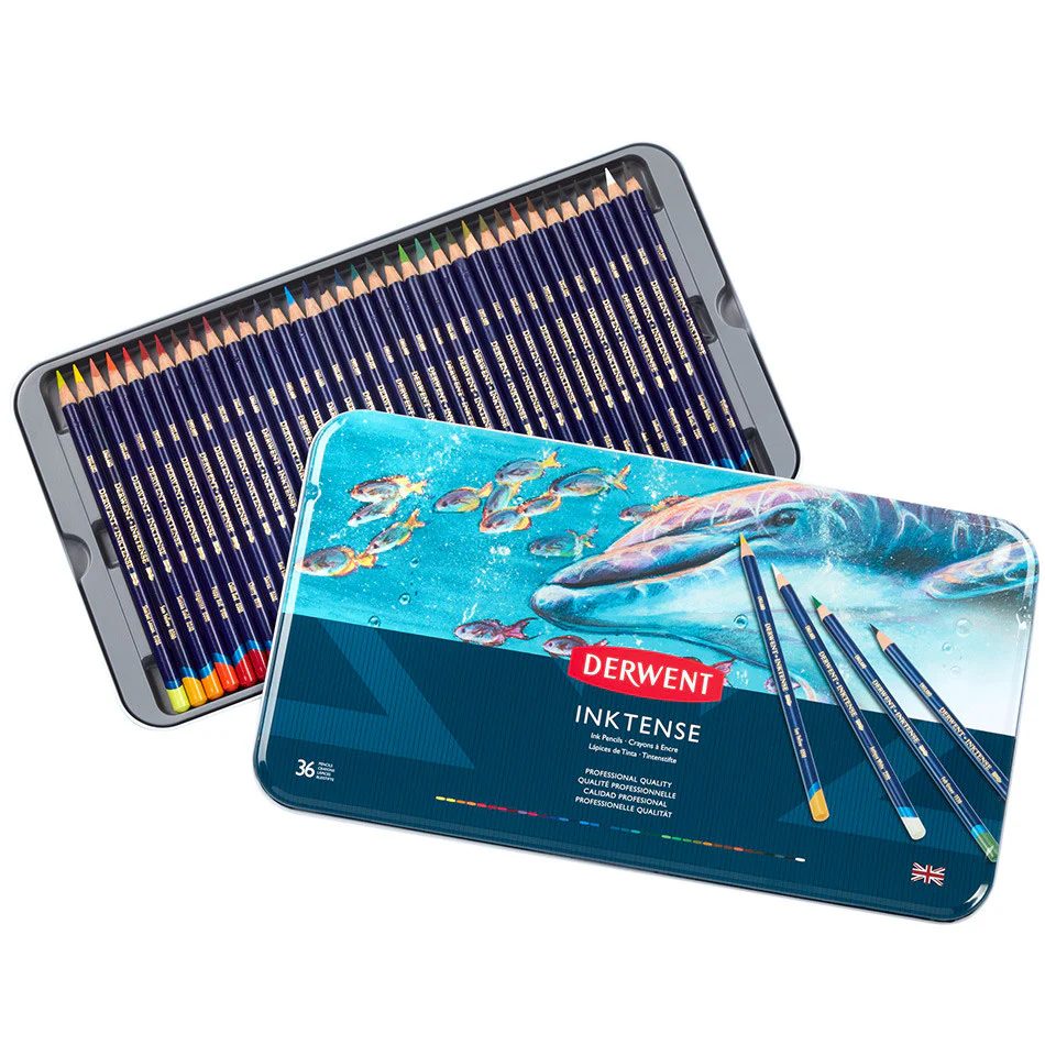Derwent Inktense Coloured Pencils Tin of 36 - Image 2