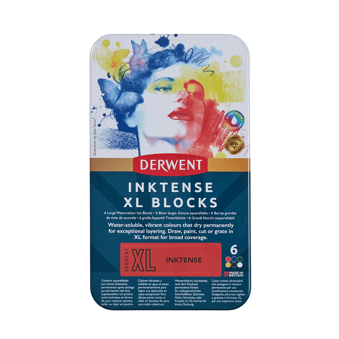 Derwent Inktense XL Colour Block Tin of 6