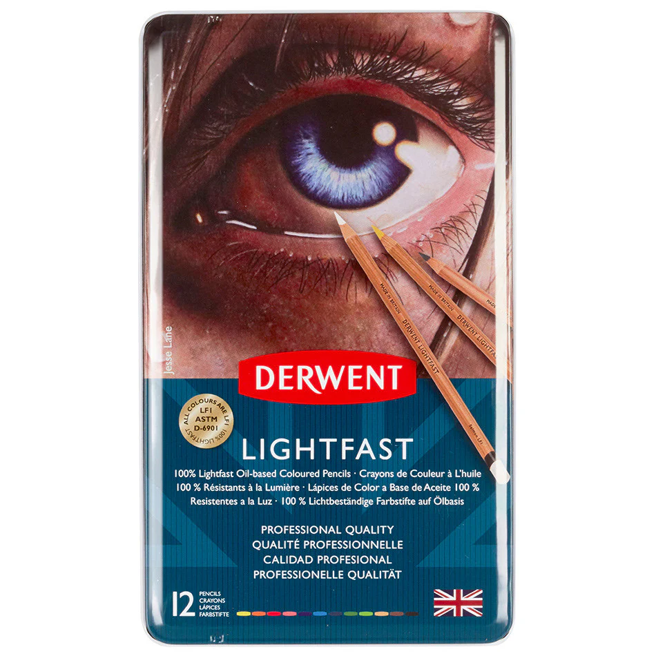 Derwent Lightfast Coloured Pencils Tin of 12