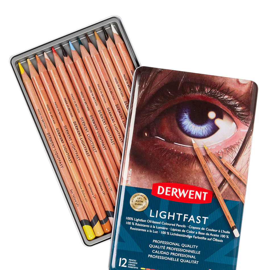 Derwent Lightfast Coloured Pencils Tin of 12 - Image 2