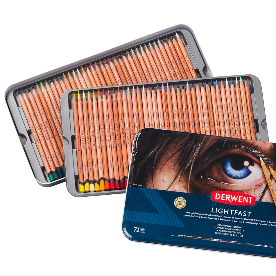 Derwent Lightfast Coloured Pencils Tin of 72 - Image 3