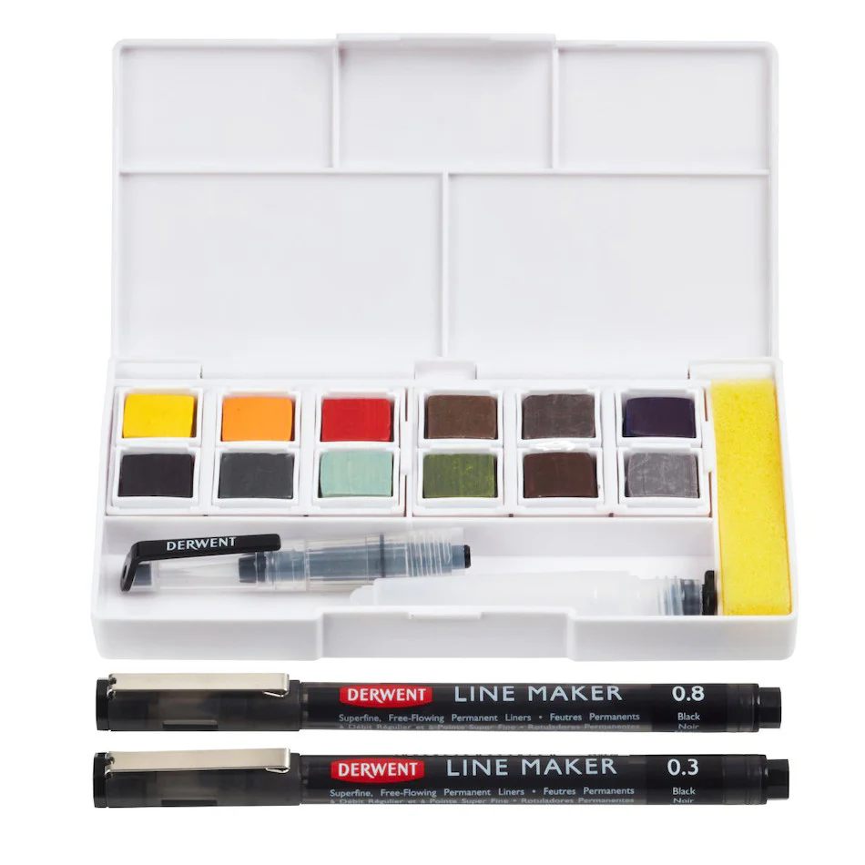 Derwent Line and Wash Paint Pan Set