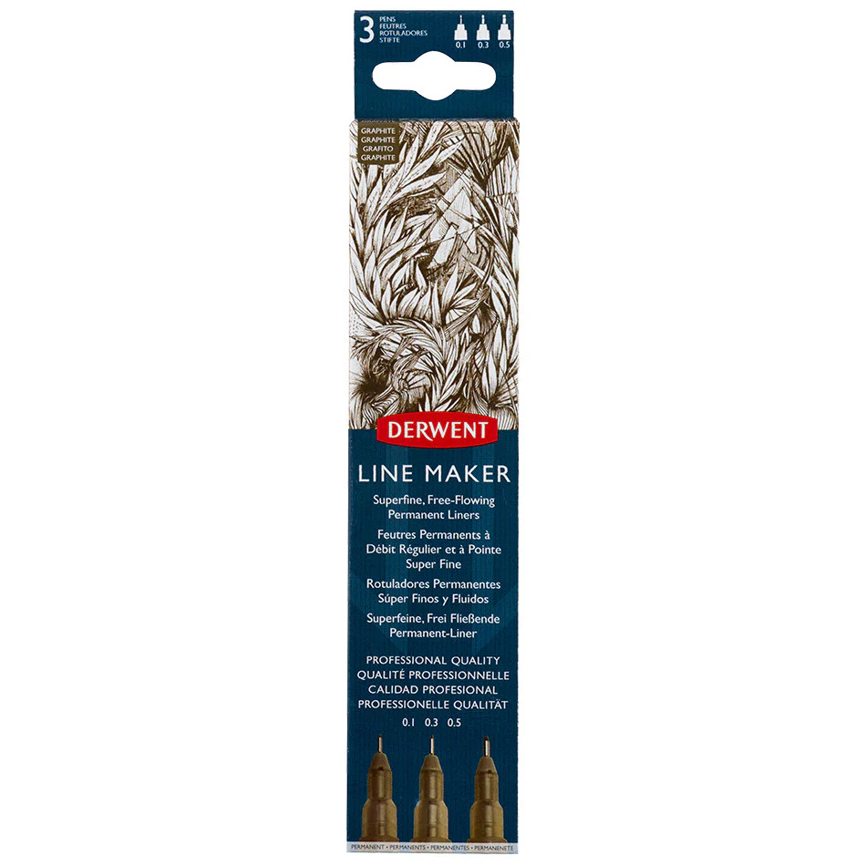 Derwent Line Maker Drawing Pen Graphite Grey Set of 3