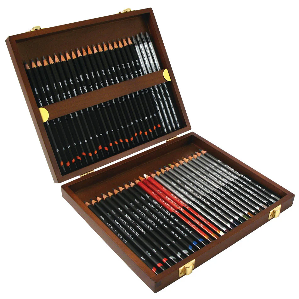 Derwent Sketching Pencil Wooden Box of 48
