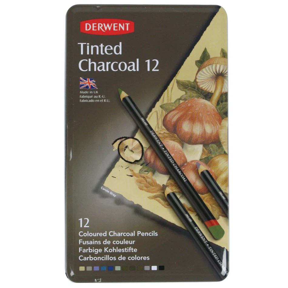 Derwent Tinted Charcoal 12 Piece Tin
