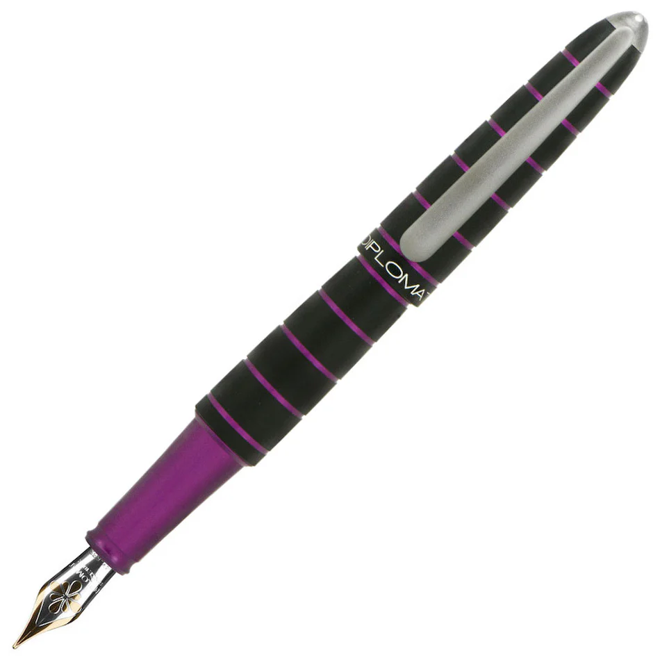 Diplomat Elox Fountain Pen Ring Black/Purple 14kt Gold Nib