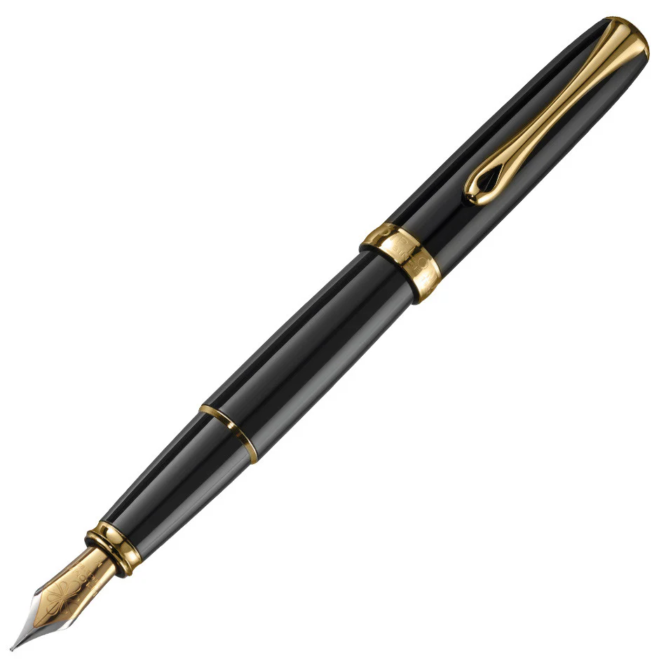 Diplomat Excellence A2 Black Lacquer Fountain Pen with Gold Trim