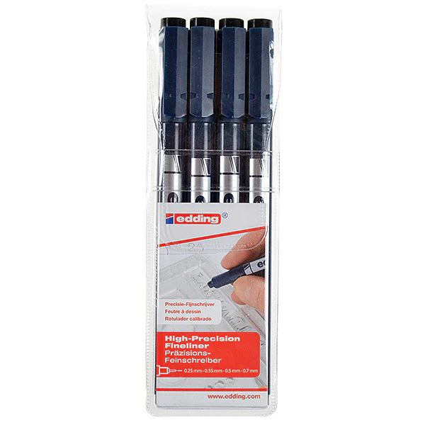edding 1880 Drawliner Pen Set of 4 Assorted