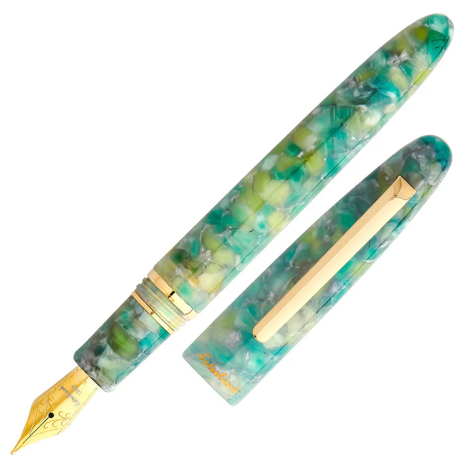 Esterbrook Estie Fountain Pen Sea Glass with Gold Trim Needlepoint Nib
