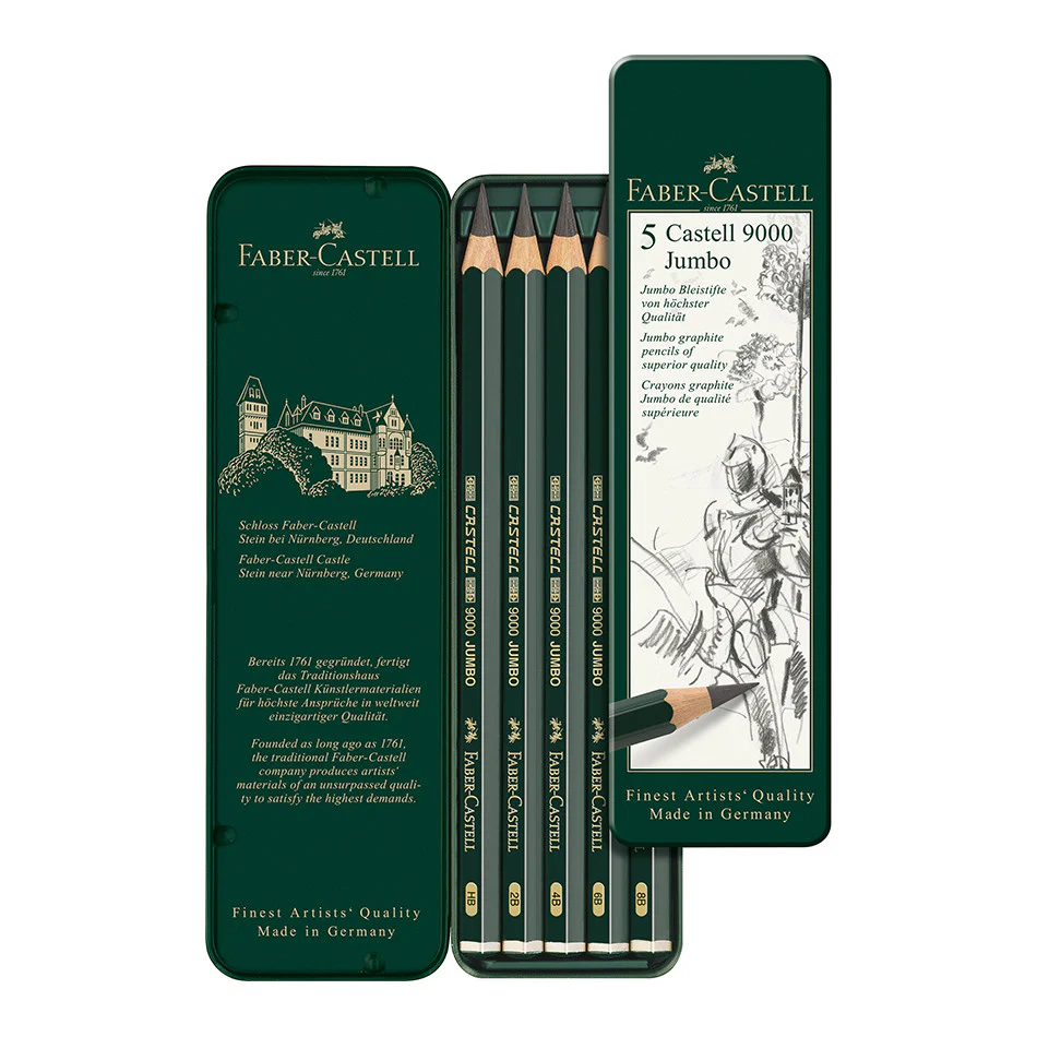 Faber-Castell 9000 Jumbo Pencil Tin of 5