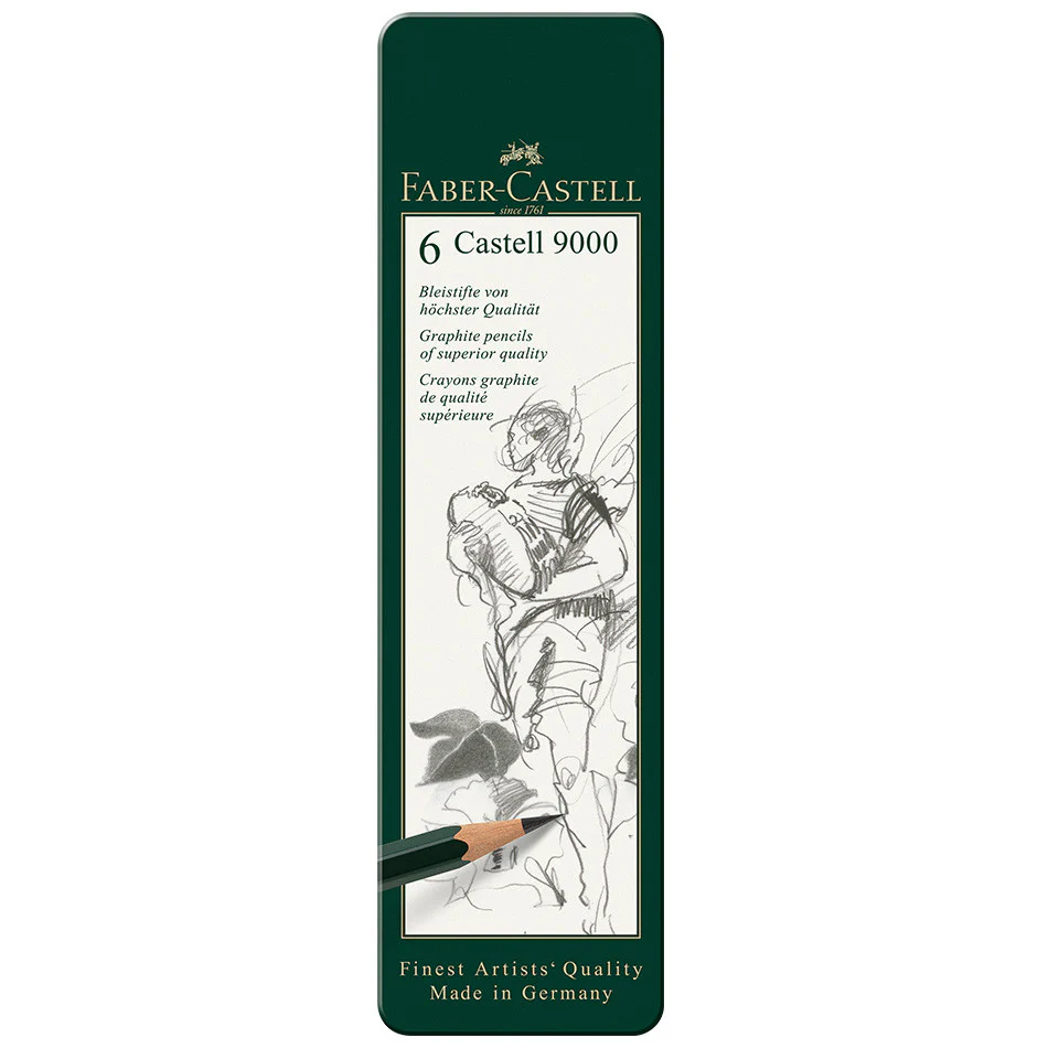 Faber-Castell 9000 Pencil Tin of 6