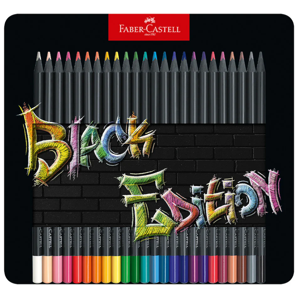 Faber-Castell Colour Pencils Black Edition Tin of 24