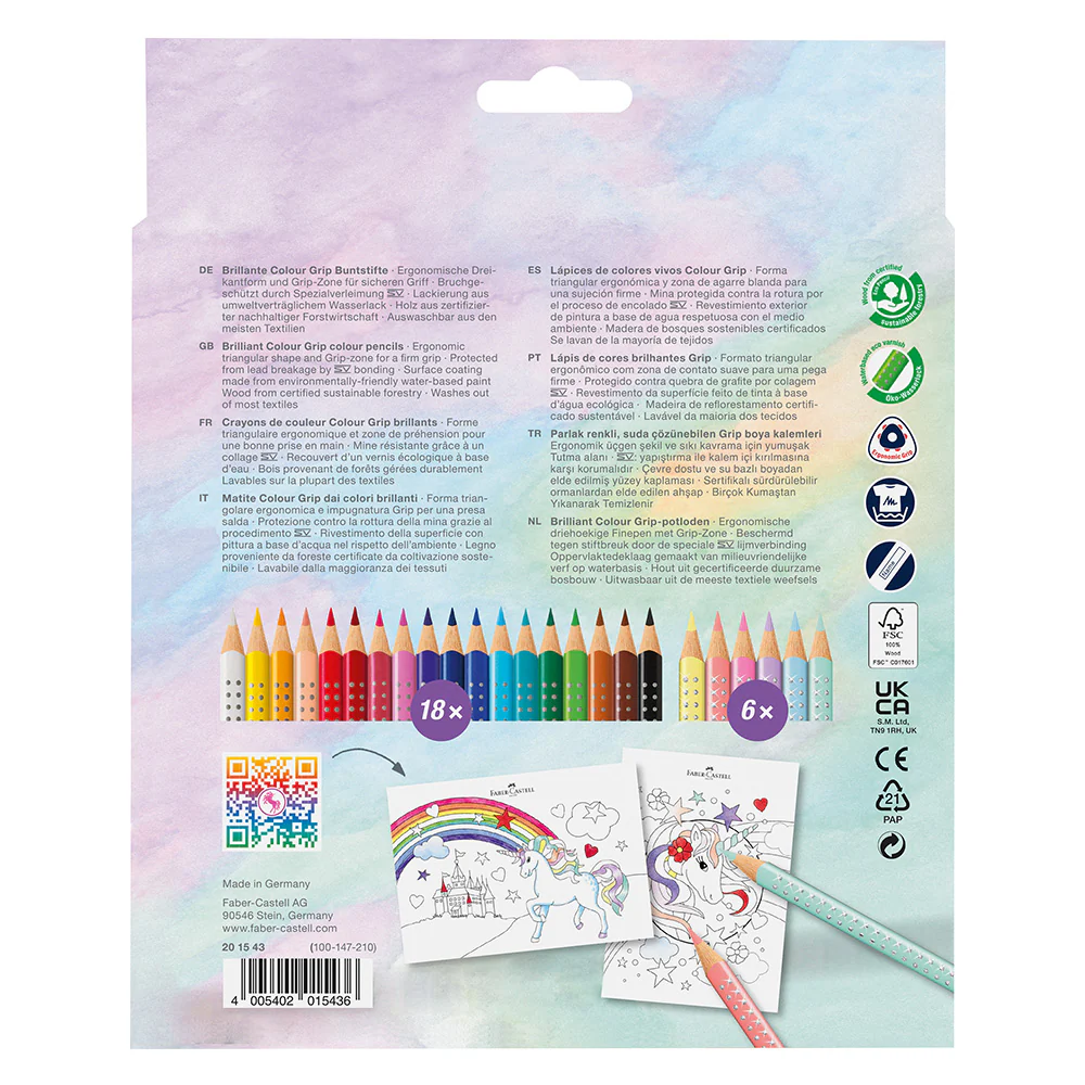 Faber-Castell Colouring Pencils Colour Grip Special Edition Unicorn Set 18+6 - Image 2