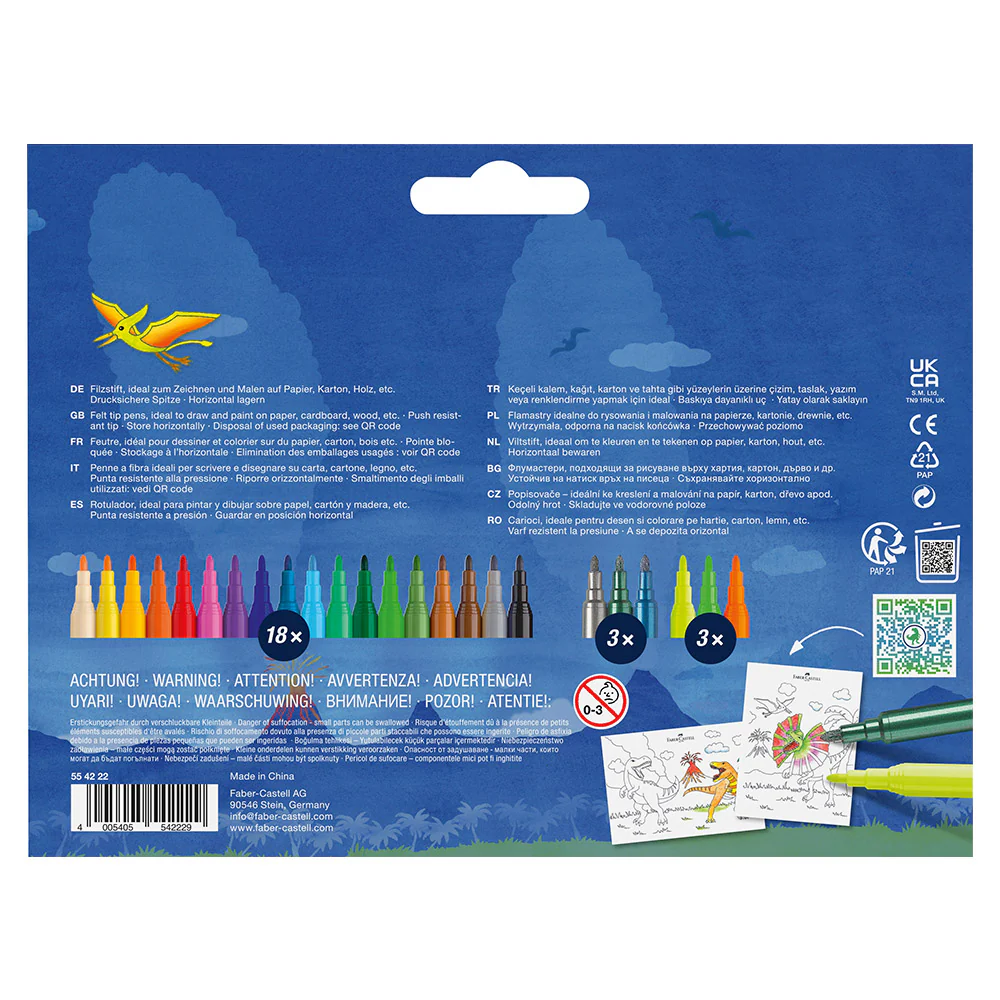 Faber-Castell Dinosaur Felt-tip Pen Set of 24 - Image 3