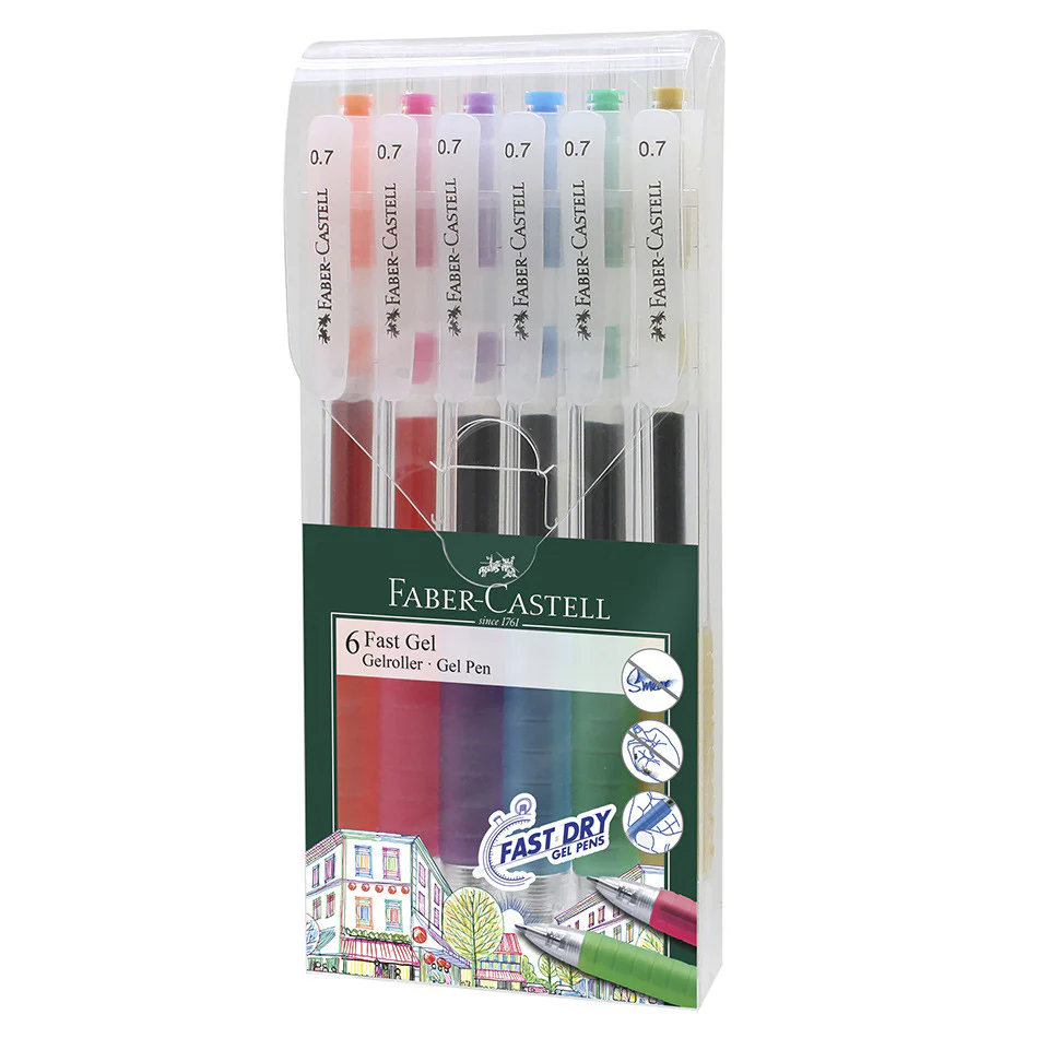 Faber-Castell Fast Gel Retractable Gel Pen Set of 6