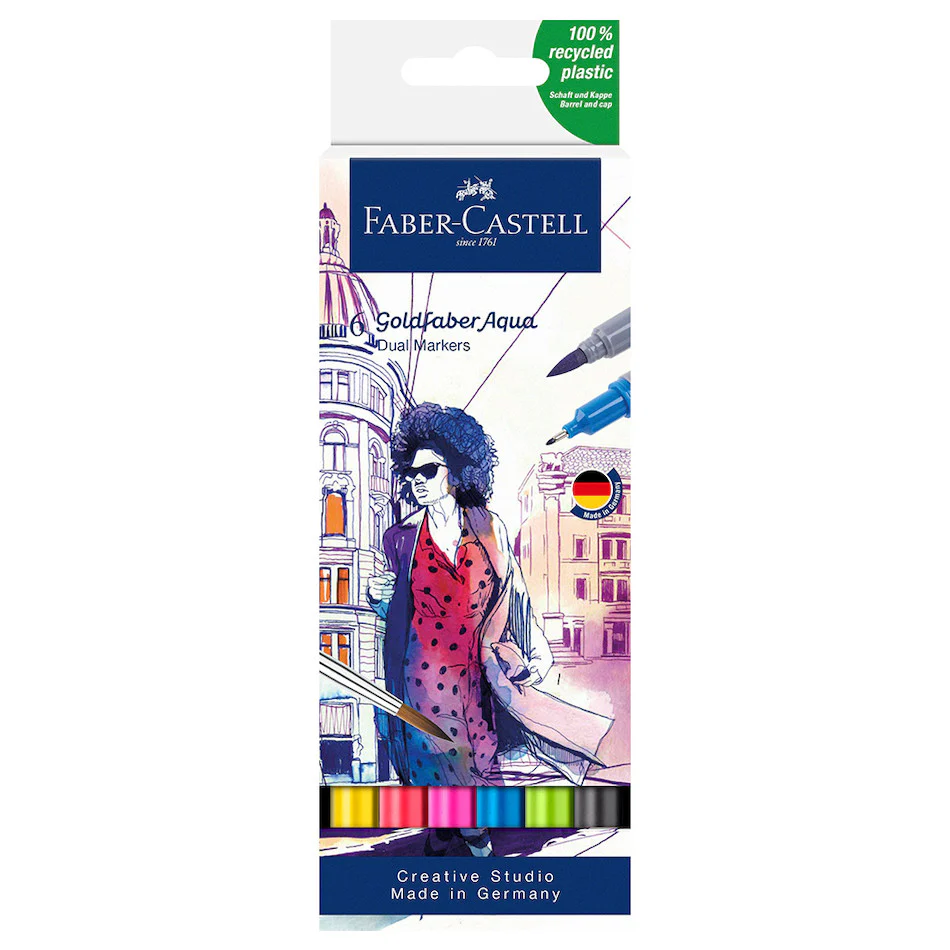 Faber-Castell Goldfaber Aqua Dual Marker Cardboard Wallet of 6