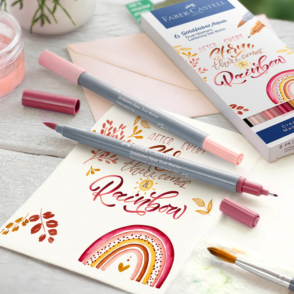Faber-Castell Goldfaber Aqua Dual Marker Lettering Set of 6 Boho - Image 2