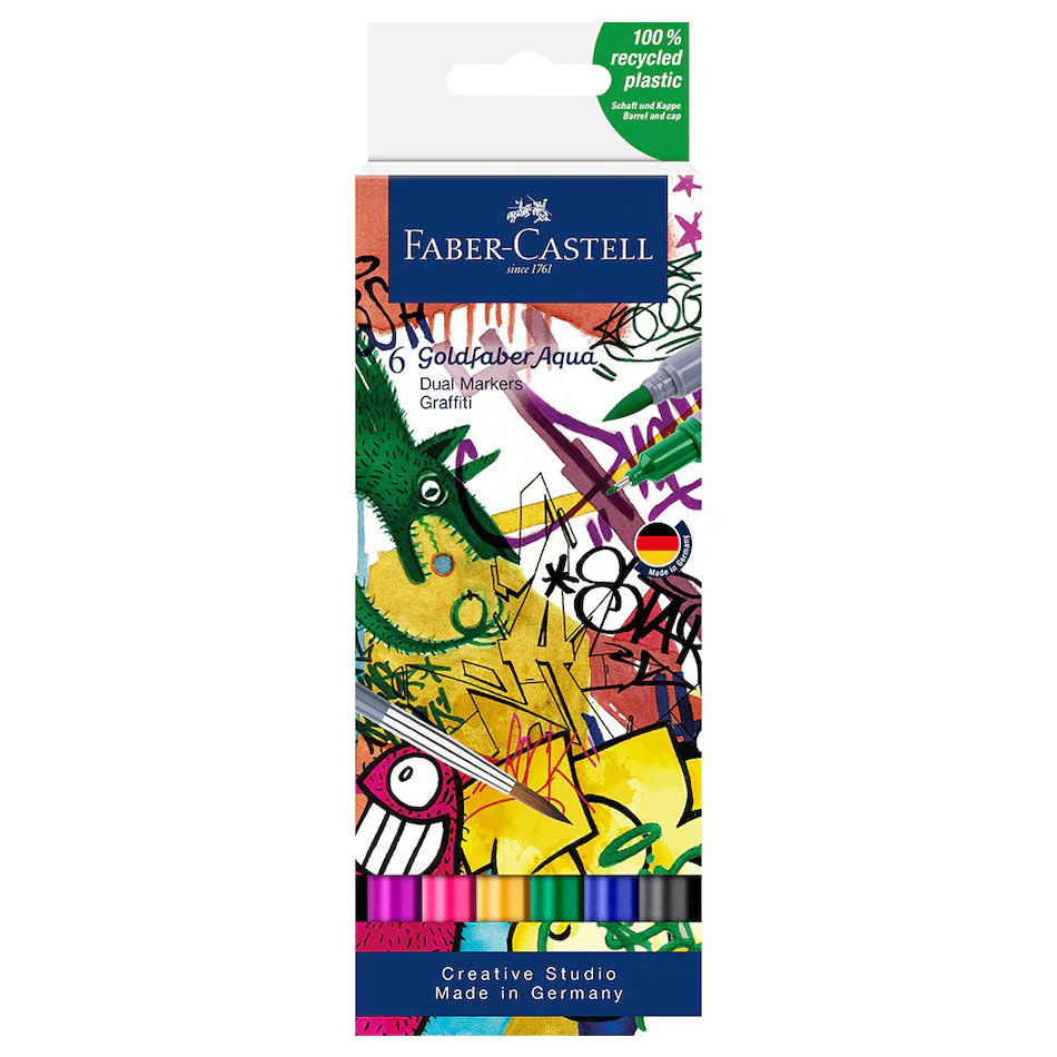 Faber-Castell Goldfaber Aqua Dual Marker Wallet of 6 Graffiti