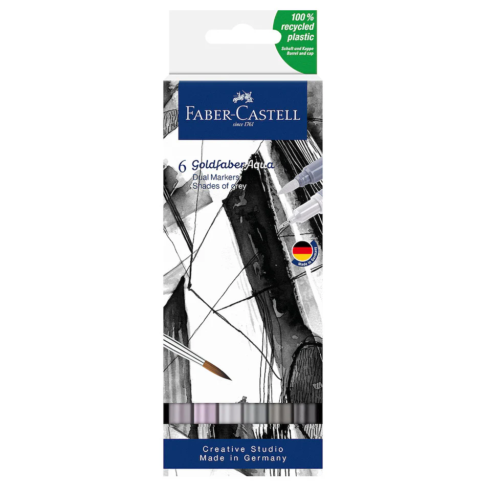 Faber-Castell Goldfaber Aqua Dual Marker Wallet of 6 Shades of Grey
