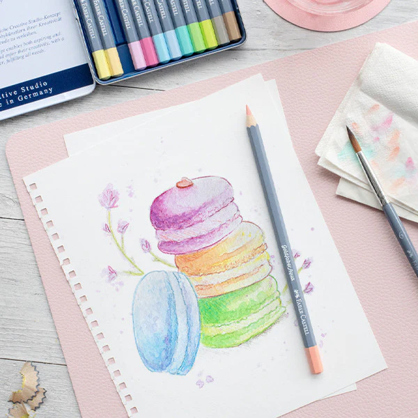 Faber-Castell Goldfaber Aqua Watercolour Pencil Pastel Colours Tin of 12 - Image 2