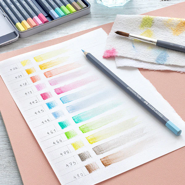 Faber-Castell Goldfaber Aqua Watercolour Pencil Pastel Colours Tin of 12 - Image 3
