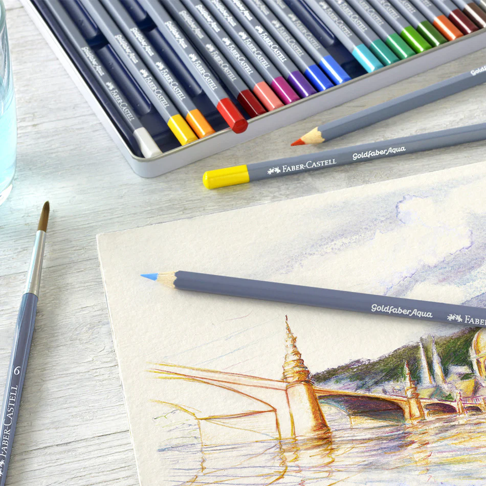 Faber-Castell Goldfaber Aqua Watercolour Pencils Tin of 24 - Image 2