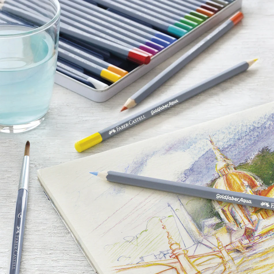 Faber-Castell Goldfaber Aqua Watercolour Pencils Tin of 24 - Image 3