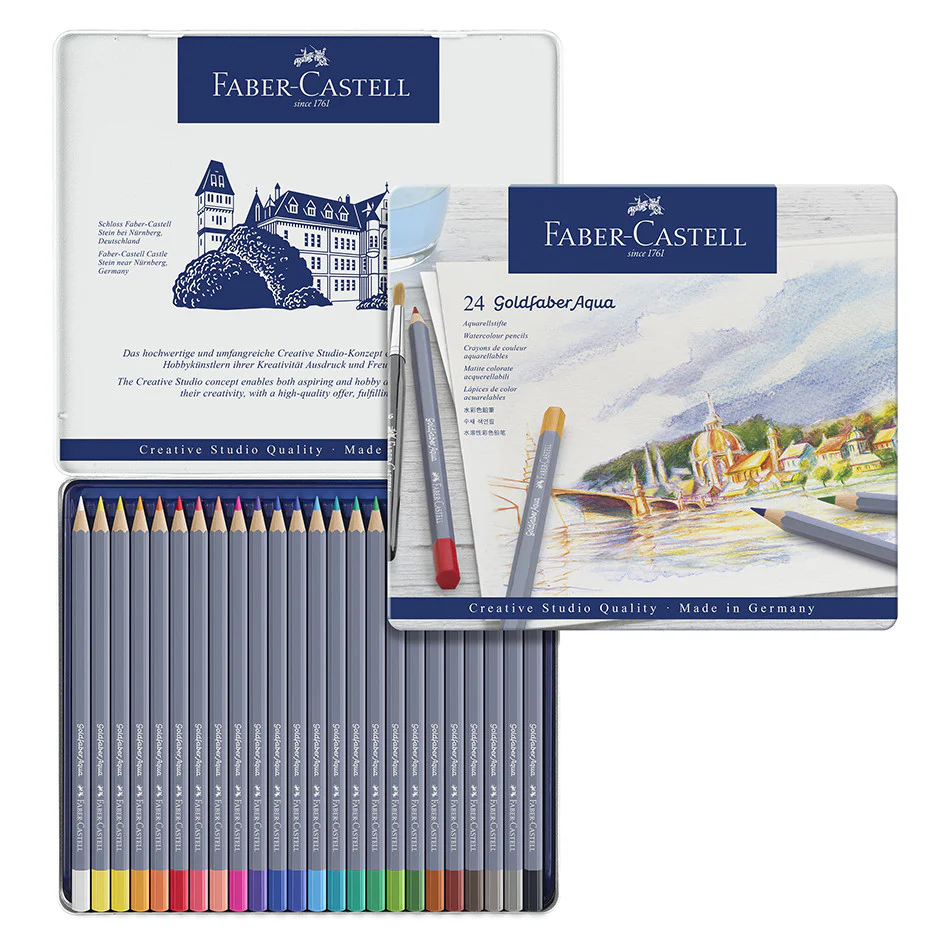 Faber-Castell Goldfaber Aqua Watercolour Pencils Tin of 24 - Image 4