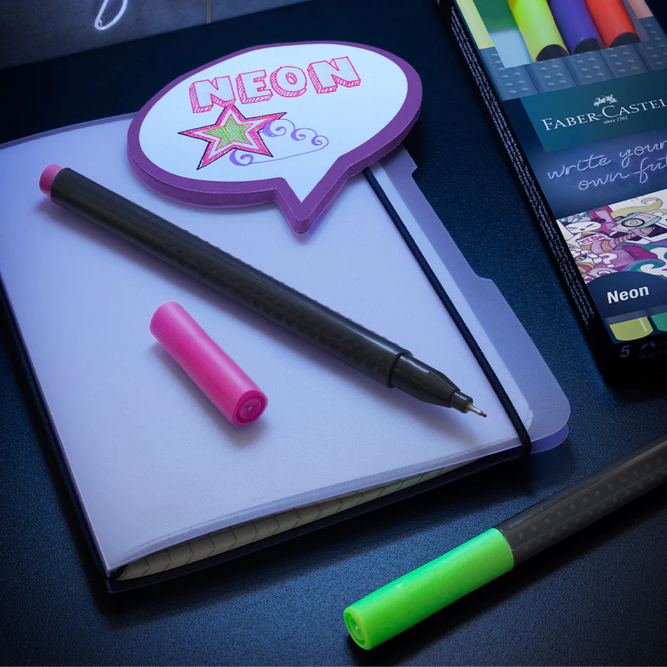 Faber-Castell Grip Finepen Set of 5 Neon - Image 2