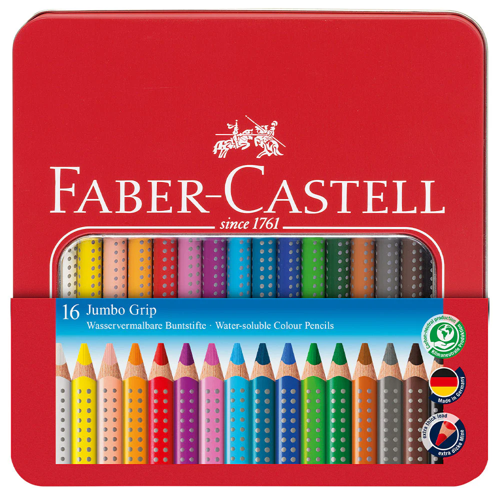 Faber-Castell Jumbo Grip Coloured Pencil Metal Tin of 16