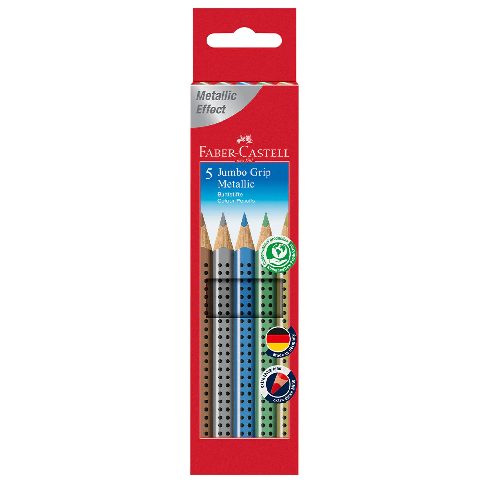 Faber-Castell Jumbo Grip Coloured Pencil Metallic Set of 5