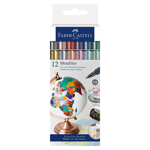 Faber-Castell Metallic Marker Set of 12 Assorted