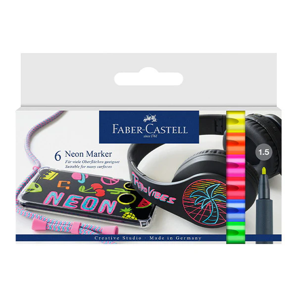 Faber-Castell Neon Marker Set of 6 Assorted