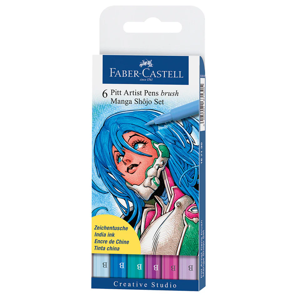 Faber-Castell Pitt Artist Pen Brush Manga Set of 6