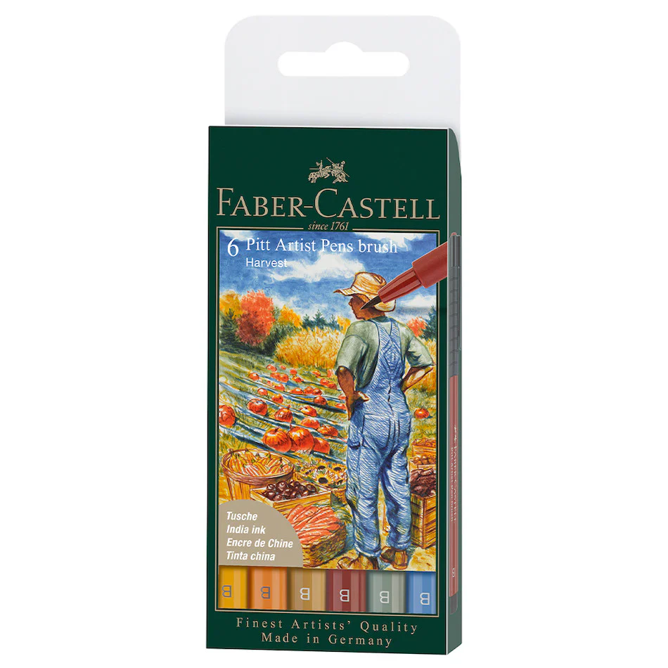 Faber-Castell Pitt Artist Pen Brush Wallet of 6 Harvest