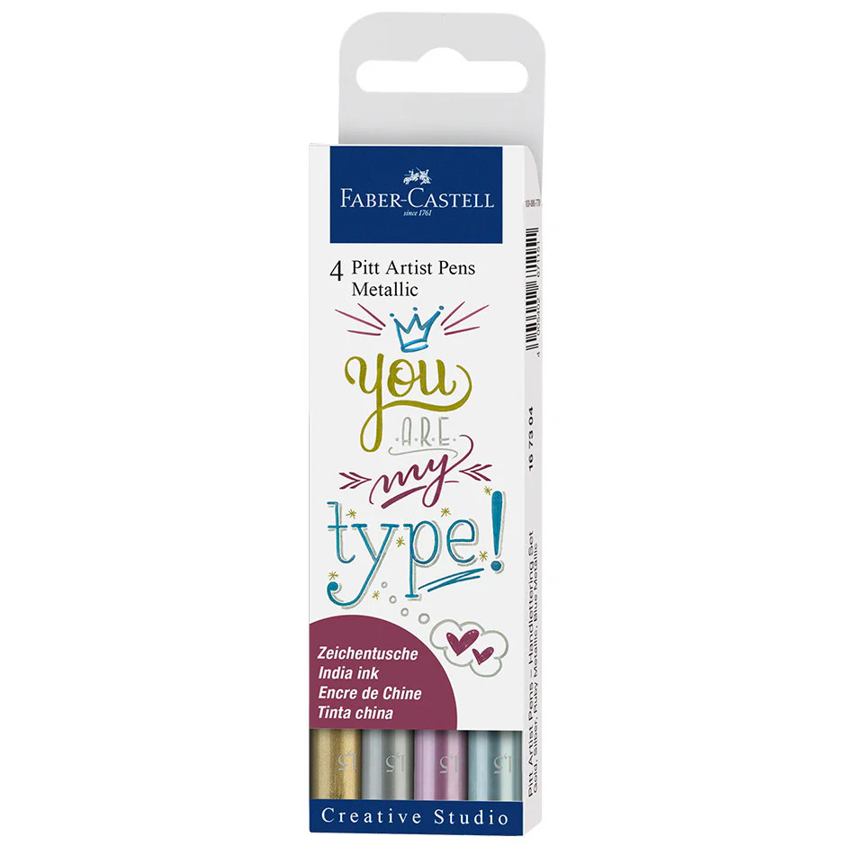 Faber-Castell Pitt Artist Pen Metallic Set of 4 Assorted