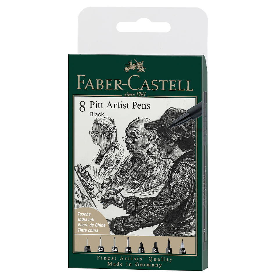 Faber-Castell Pitt Artist Pen Wallet of 8 Black