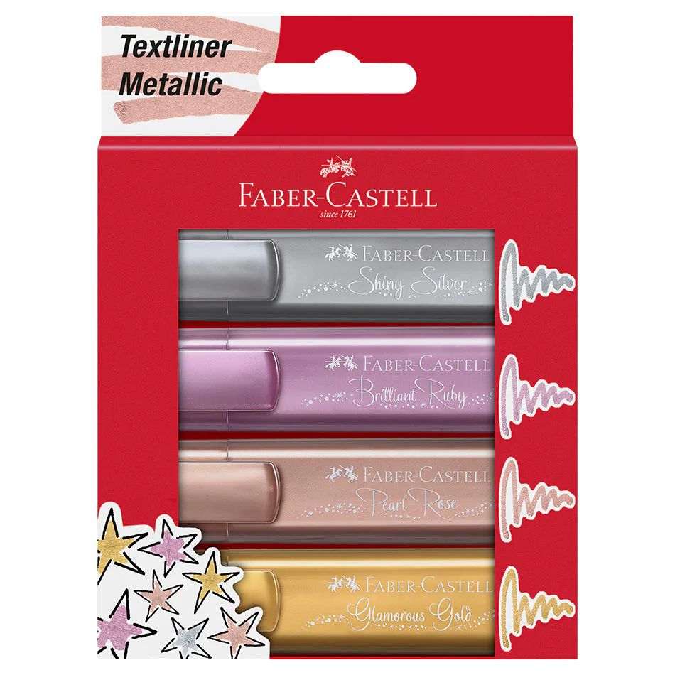 Faber-Castell Textliners 46 Metallic Highlighter Assorted Set of 4