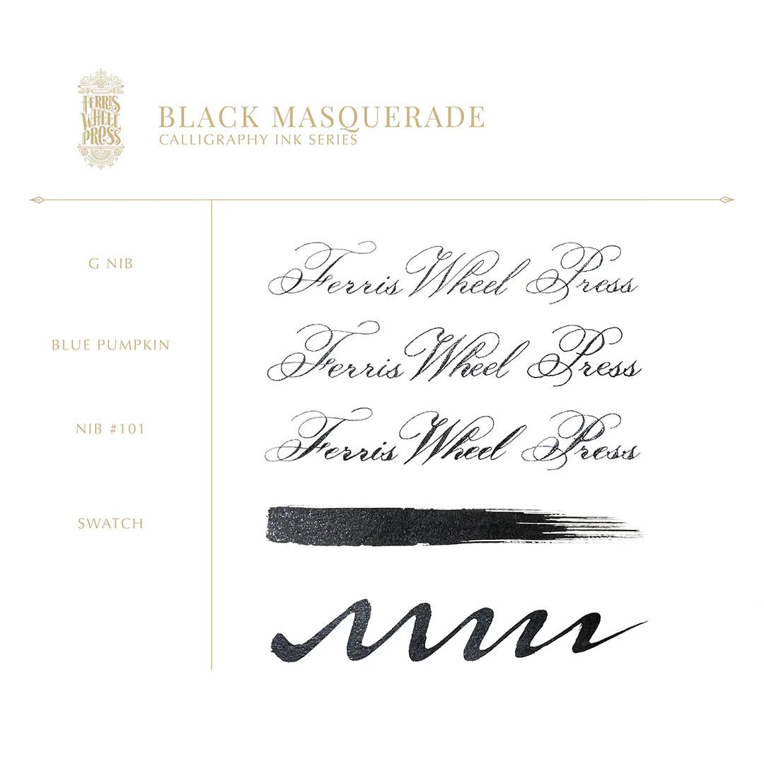 Ferris Wheel Press Calligraphy Ink 28ml Black Masquerade - Image 3