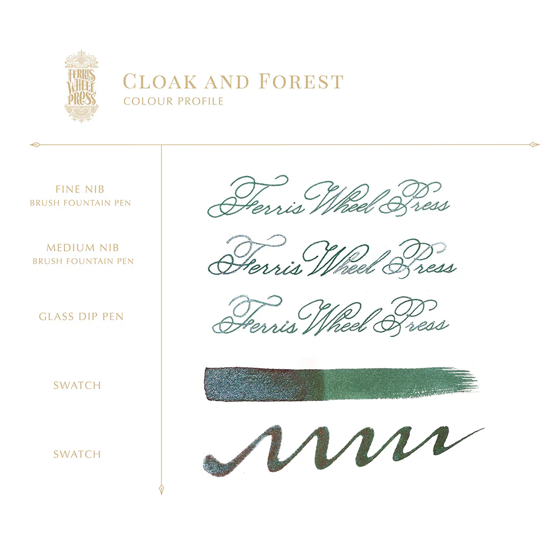 Ferris Wheel Press FerriTales Fountain Pen Ink 20ml Cloak and Forest - Image 2