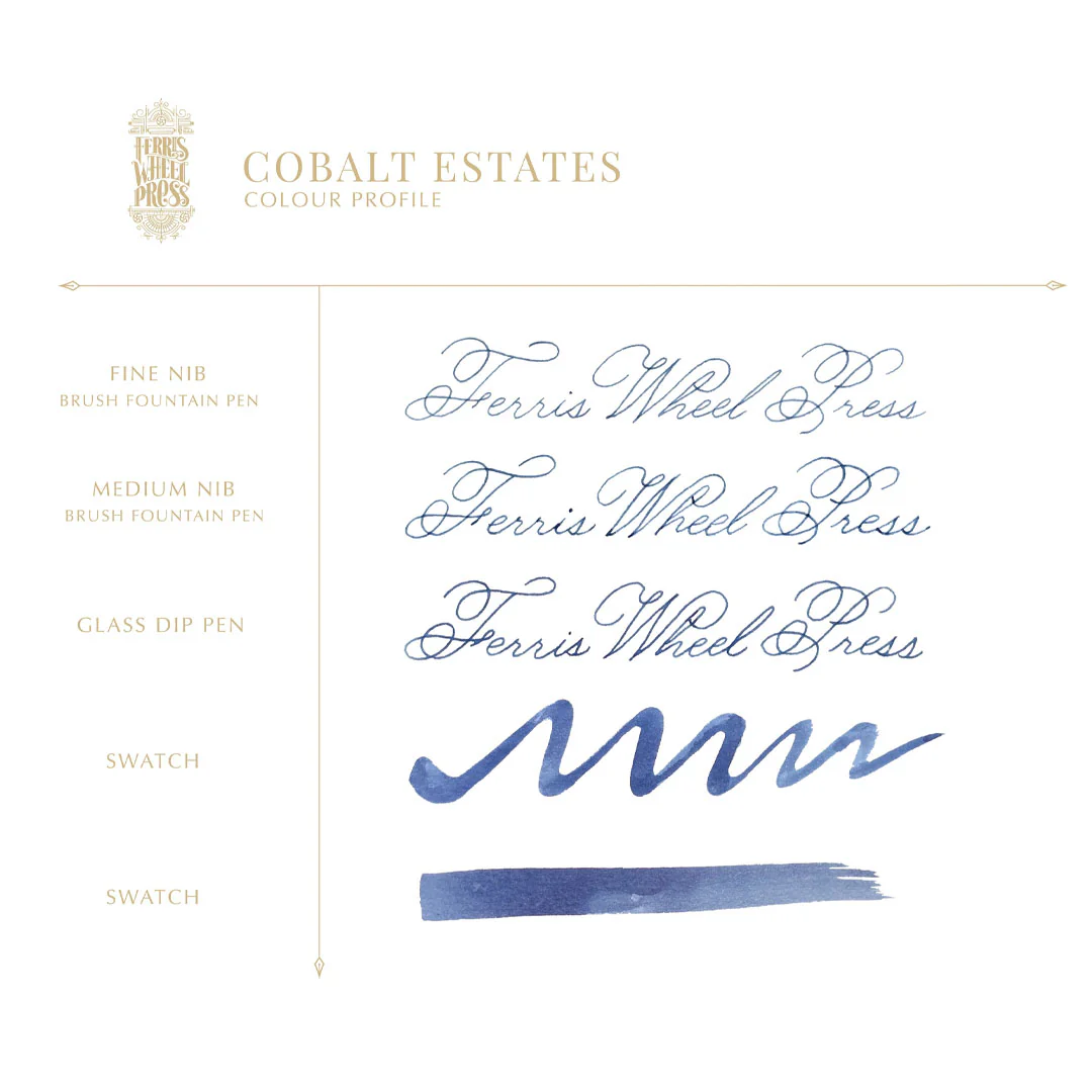Ferris Wheel Press Fountain Pen Ink 38ml Cobalt Estates - Image 2