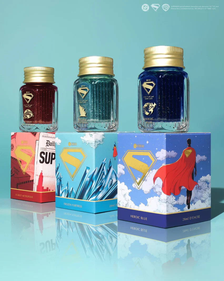 Ferris Wheel Press Superman Fountain Pen Ink 28ml Scarlet Metropolis - Image 5
