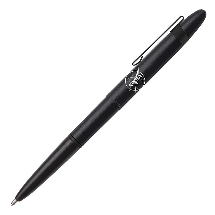 Fisher Space Pen Bullet Ballpoint Pen with Clip Matte Black with NASA Meatball Logo