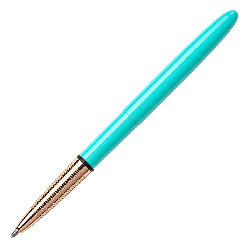 Fisher Space Pen Bullet Pressurised Ballpoint Pen Tahitian Blue with Gold Grip
