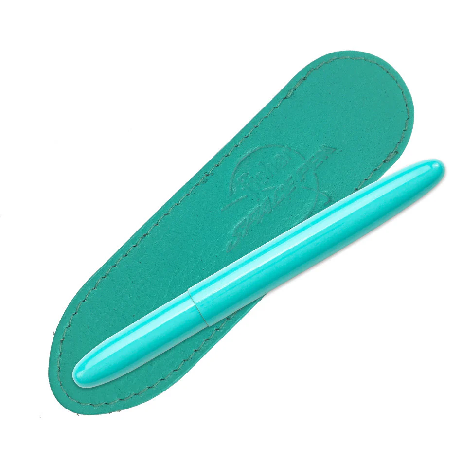 Fisher Space Pen Bullet Pressurised Ballpoint Pen Tahitian Blue with Matching Leather Case