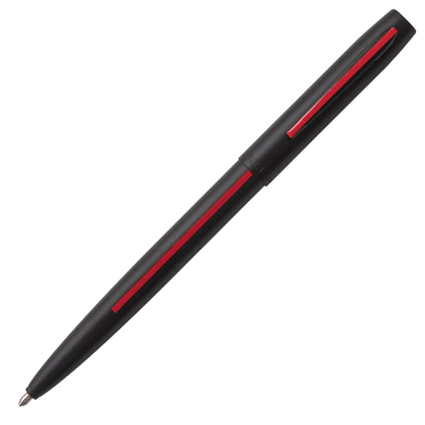 Fisher Space Pen Cap-O-Matic Firefighter Ballpoint Pen Matte Black with Red Stripe